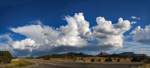 Panoramic view of US Highway 160 in Southwestern Colorado near Mesa Verde National park.