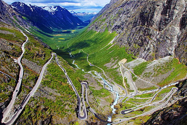 Trollstigen - Trolls Ladder dramatic mountain Road landscape, Norway, Scandinavia stock photo