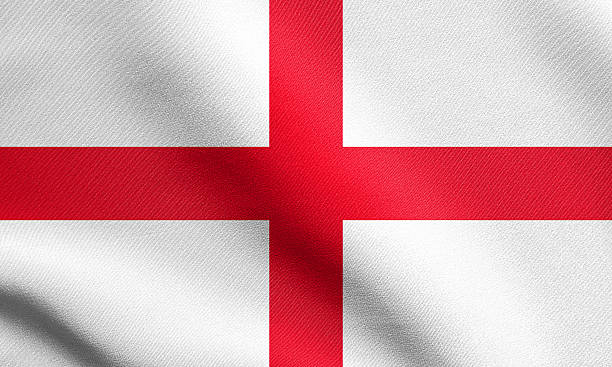 flaga anglii macha na wietrze z teksturą tkaniny - english flag st george flag flying zdjęcia i obrazy z banku zdjęć