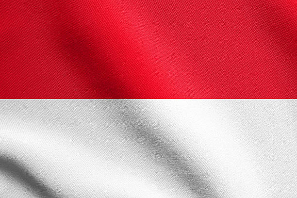 bandera de indonesia, mónaco, hesse (alemania) ondeando con textura de tela - flag texture fotografías e imágenes de stock