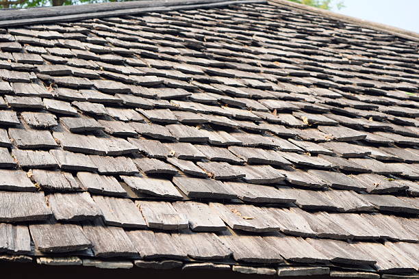 istock Wooden roof tile 584611076