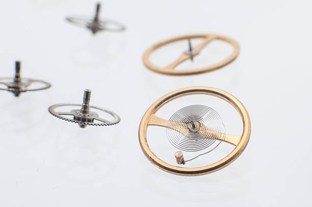 istock Macro view watch mechanism with gears. 584612398