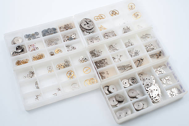 istock Clockwork spare parts. Macro view clock mechanism with gears. 584612718