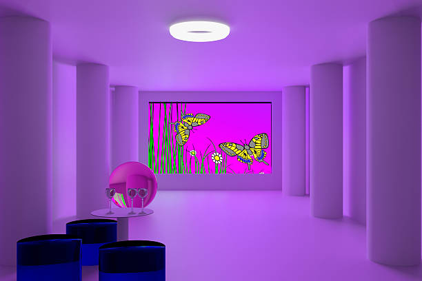 istock 3D rendering of a pink futuristic room 584745628