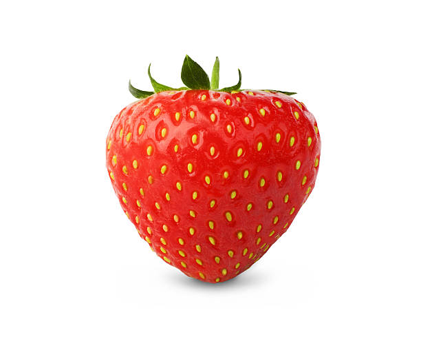 istock Fresh ripe strawberry closeup isolated on white background 584750312