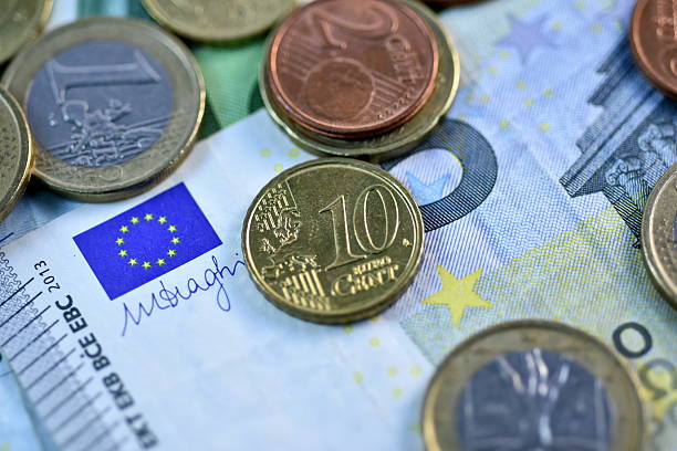 istock Different Close up EURO Bank note and currency 584750504