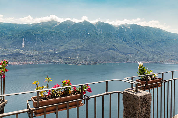 istock Flowered terrace overlooking Lake Garda. 584752952