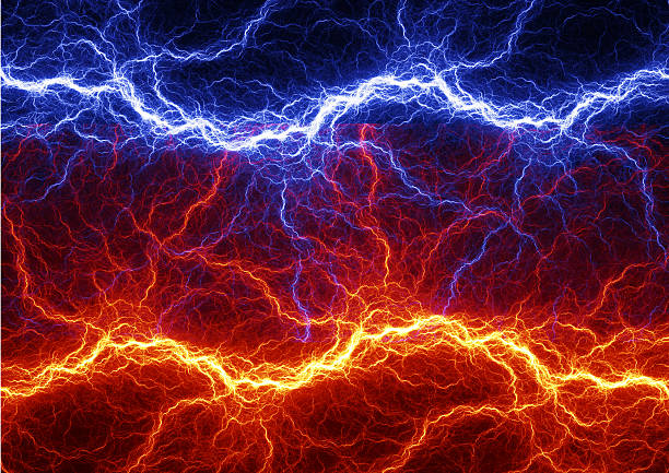 Fire and ice abstract fractal lightning stock photo