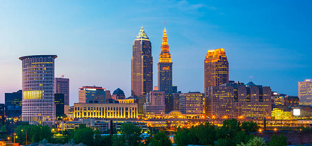 istock Cleveland Skyline Panorama at Dusk 584753508