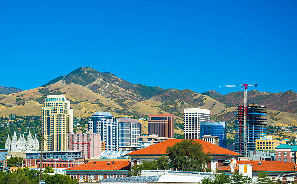 istock Salt Lake City Skyline with Mountains 584753844