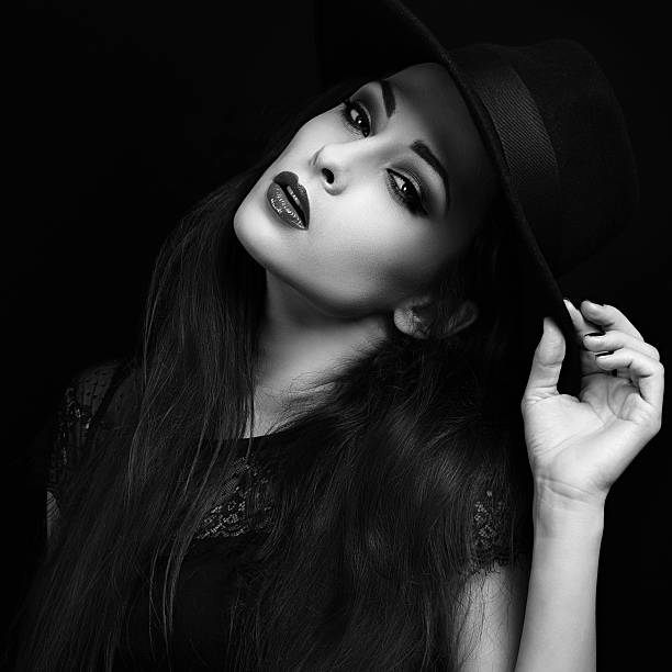 istock Beautiful seductive bright makeup lady with hot lips posing 584754450