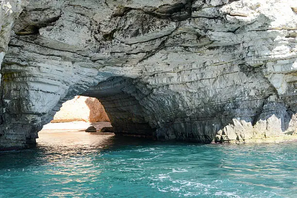 A cave on the coast of Gargano National park on Puglia, Italy