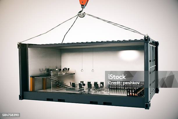 Conference Room Inside Cargo Stock Photo - Download Image Now - Container, Cargo Container, Indoors