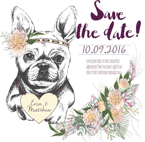 Vector illustration of Vector set of wedding invitation. Save the date card.