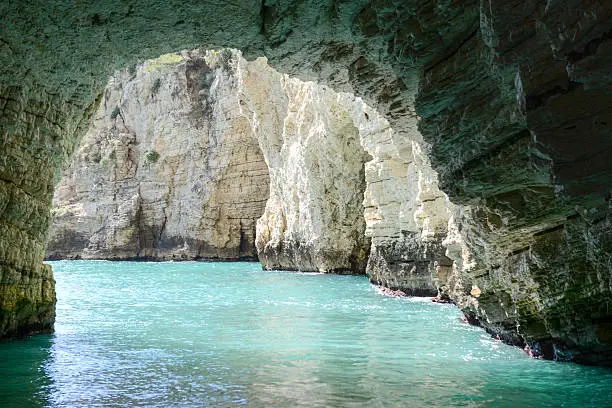 A cave on the coast of Gargano National park on Puglia, Italy