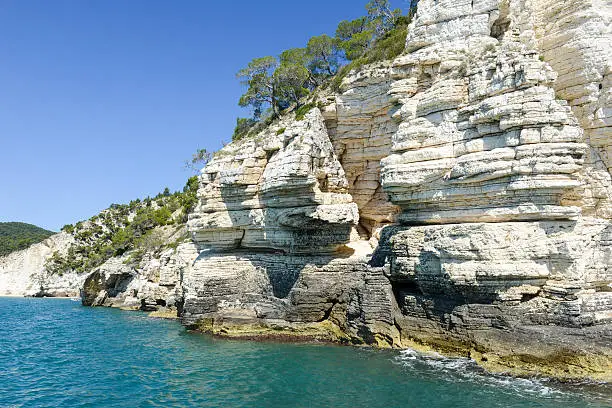 The coast of Gargano National park on Puglia on Italy