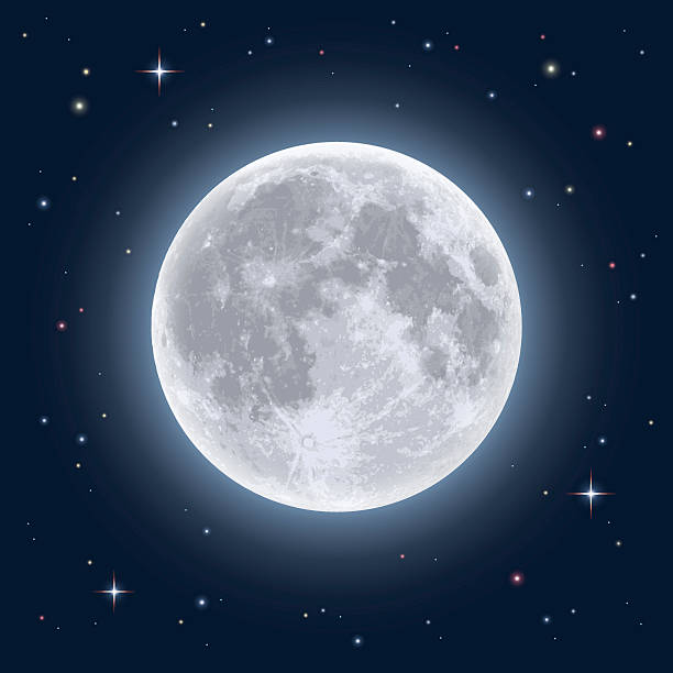 Realistic full moon Detailed vector illustration of night sky moonlight stock illustrations