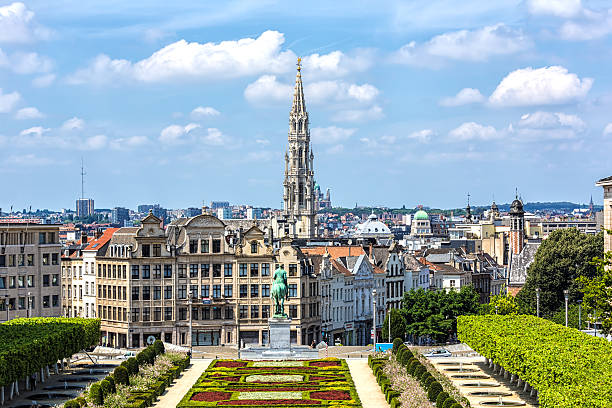 Skyline Brussels Skyline Brussels, Monts des Arts. brussels capital region stock pictures, royalty-free photos & images