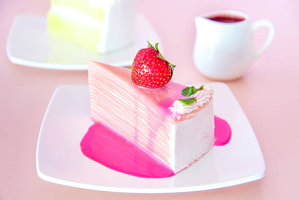 istock Sweet Crape cake with strawberry on top. 584766080