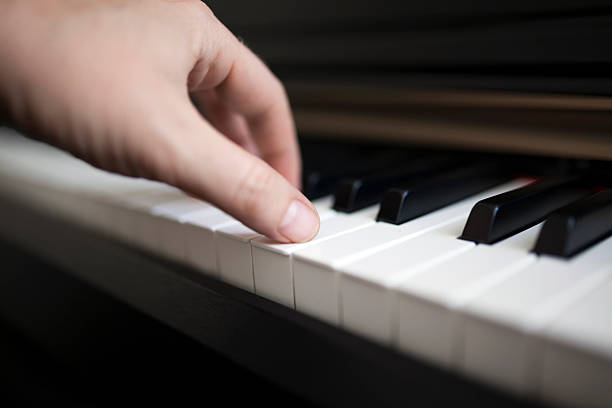 istock Close-up pianist hand on piano 584767306