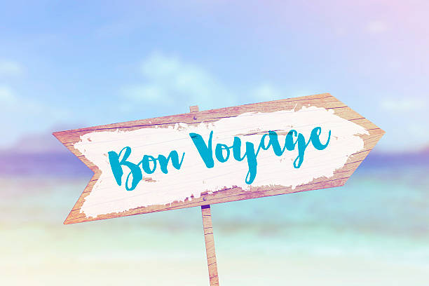 Bon Voyage Summer Wooden Beach Arrow Sign Stock Photo - Download Image Now  - Bon Voyage, Sign, Beach - iStock