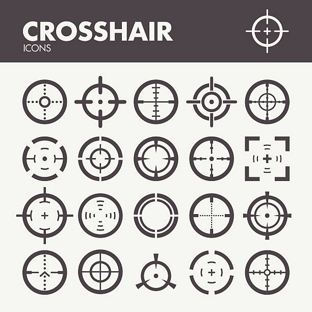 celownik. symbole celu i fokusu - telescopic sight stock illustrations