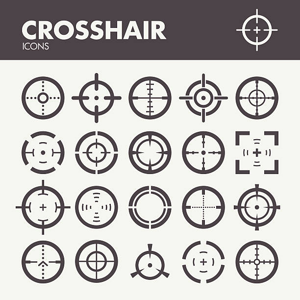 ilustrações de stock, clip art, desenhos animados e ícones de crosshair. target and focus symbols - rifle shooting target shooting hunting