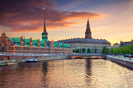 Image of Copenhagen, Denmark during beautiful sunset.