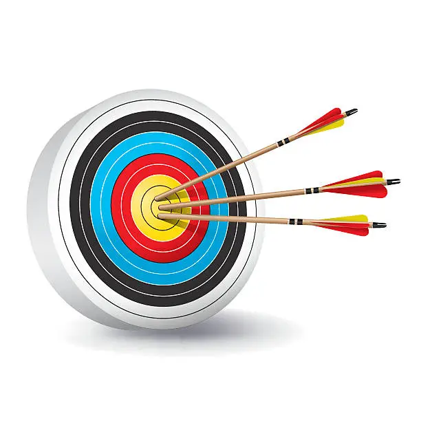 Vector illustration of Traditional Archery Target with Arrows Illustration