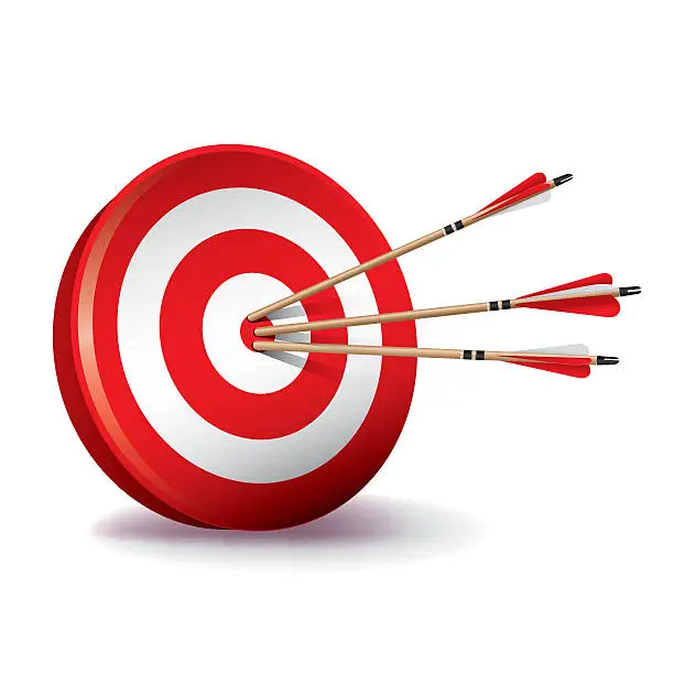 Vector illustration of Red Archery Target with Arrows Illustration
