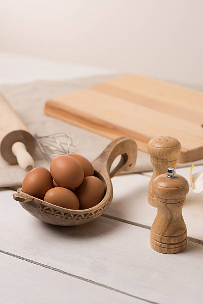 istock Ingredients for dough on white wooden table 584770650