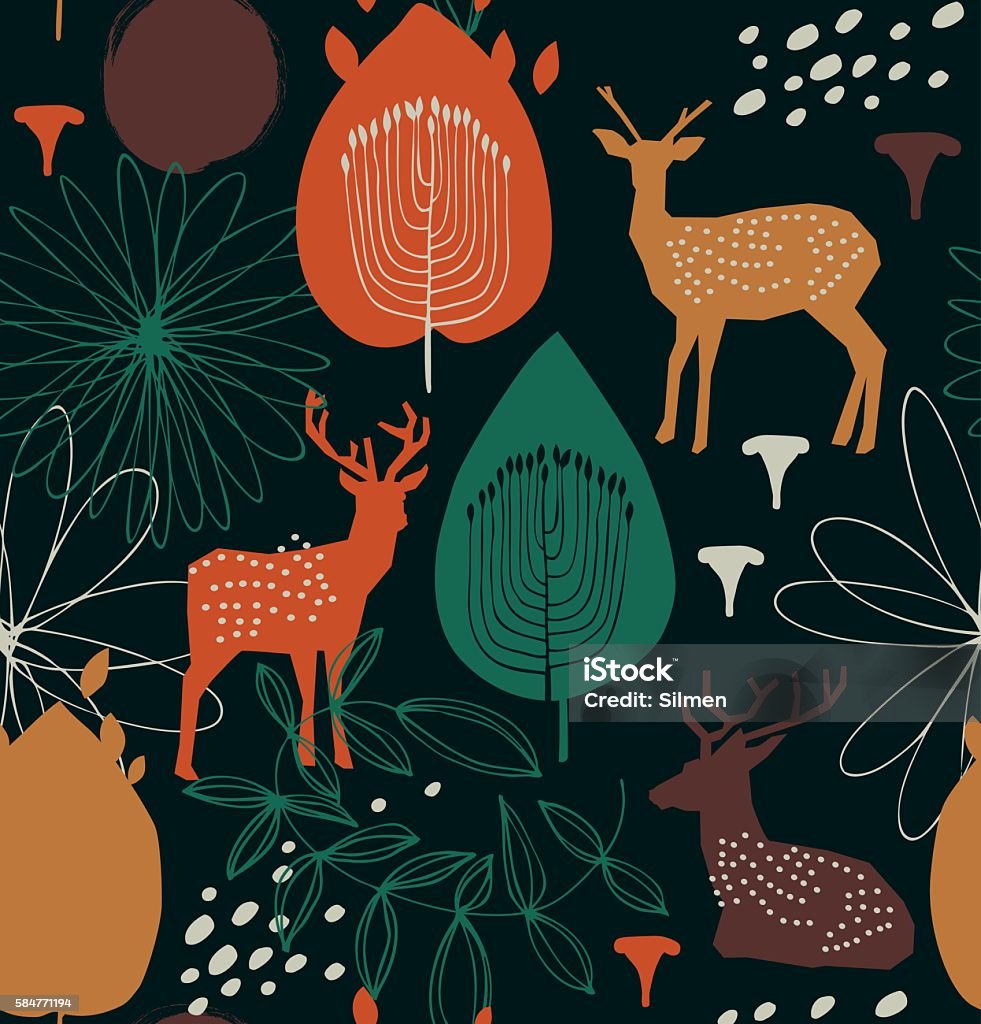 Deer Abstract Pattern Seamless Nature Pattern With Deers Stock Illustration - Download Image ...