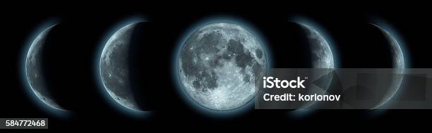 Phases Of The Moon Stock Photo - Download Image Now - Crescent, Lunar Eclipse, Moon