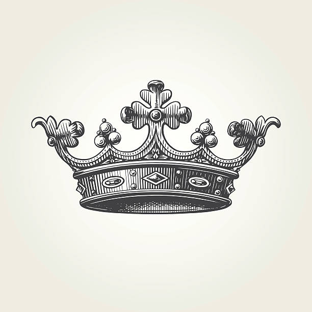 Hand drawn crown Vintage engraved illustration in vector crown stock illustrations