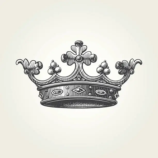Vector illustration of Hand drawn crown