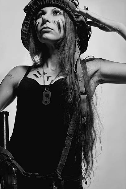 istock Female young soldier 584776814