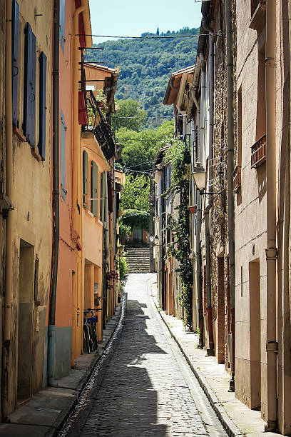 small cobbled street Ceret, France