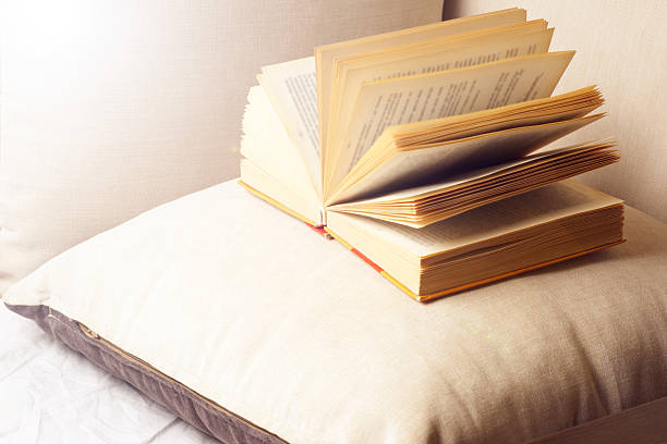 istock Open book on a pillow in bed. homeliness. 584784548