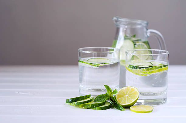 istock Sassy water. Fresh summer season detox drink. 584785812