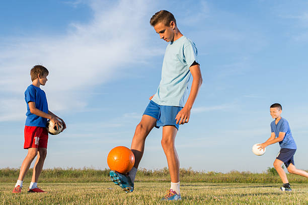 istock Boy on the football training 584787456
