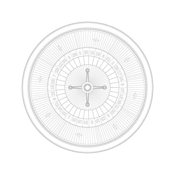 колесо рулетки казино. иллюстрация векторного контура. вид сверху. - roulette roulette wheel wheel isolated stock illustrations