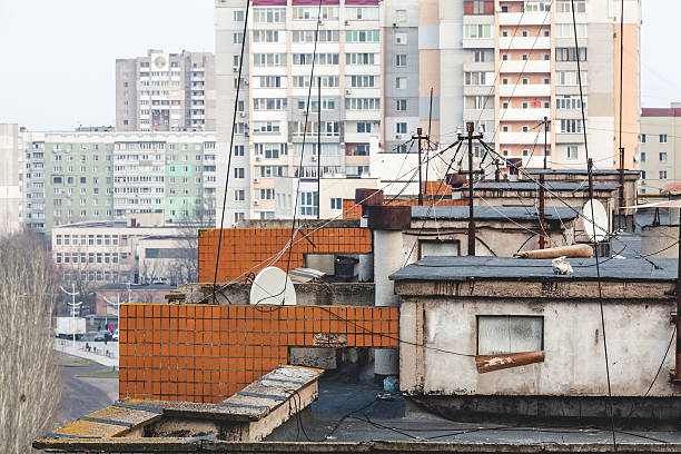 istock roof of multistory building. View from above 584789456