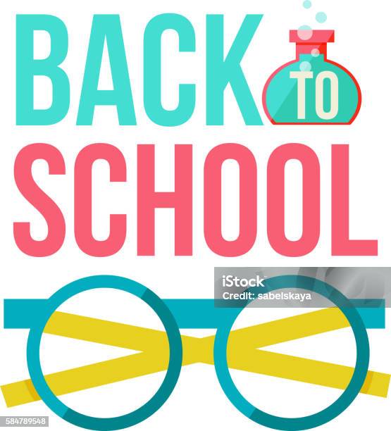 Back To School Poster With Nerd Round Glasses Stock Illustration - Download Image Now - Back to School, Art, Art And Craft