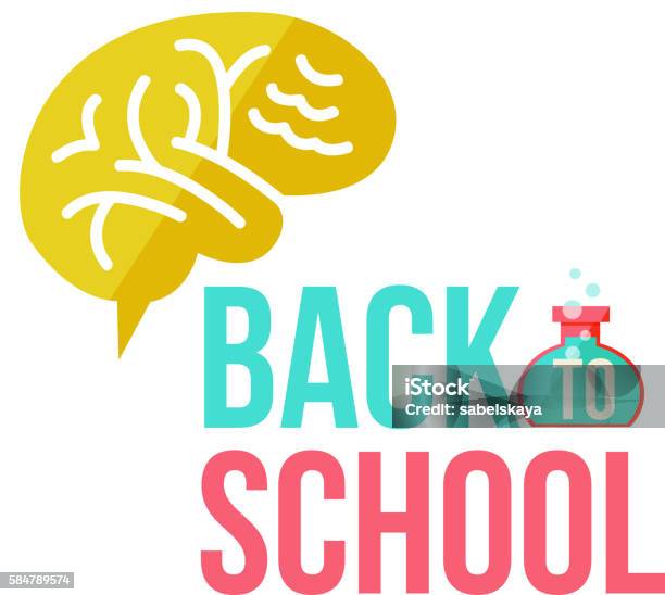 Back To School Poster With Human Brain Stock Illustration - Download Image Now - Anatomy, Art, Art And Craft