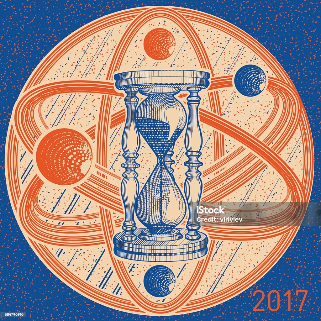 Calandre Infinity Time Infinity Calendar With Blue Sandglass Stock Illustration ...