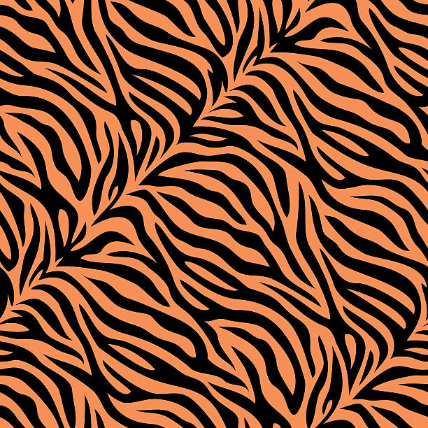 stockillustraties, clipart, cartoons en iconen met seamless tiger skin pattern - tiger