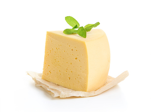 Piece of cheese isolated on white background. With clipping path.