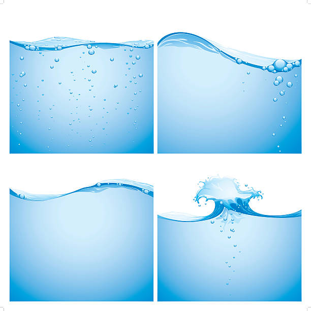 aqua splashing background A set of 4 water background. Each object is grouped individually. spring flowing water stock illustrations