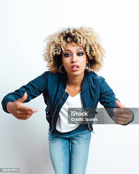 Portrait Of Afro American Young Woman Stock Photo - Download Image Now - Rap, Hip Hop Music, Women