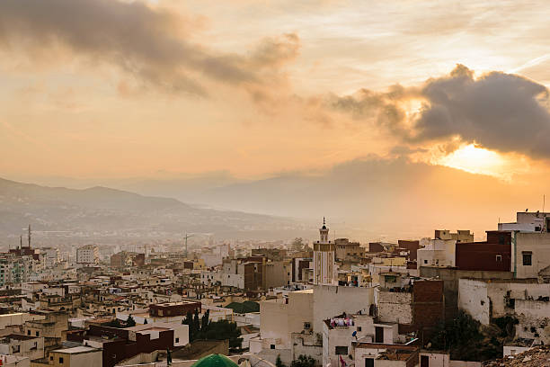 Sunset over Tetouan, Morocco stock photo